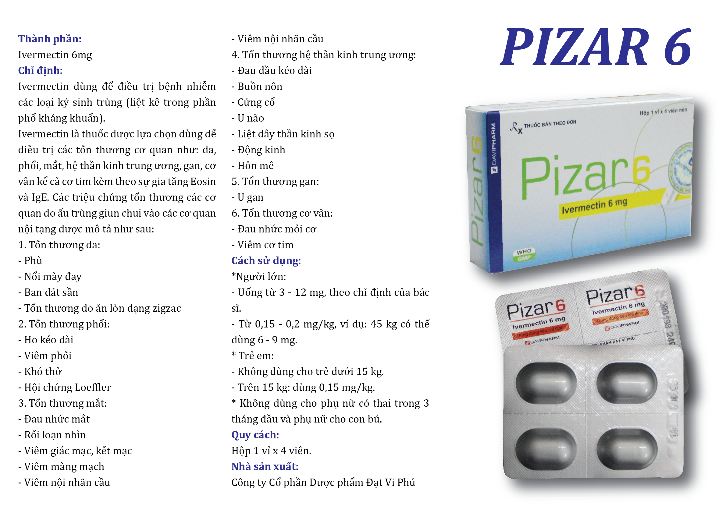 pizar 6 ivermectin 6mg