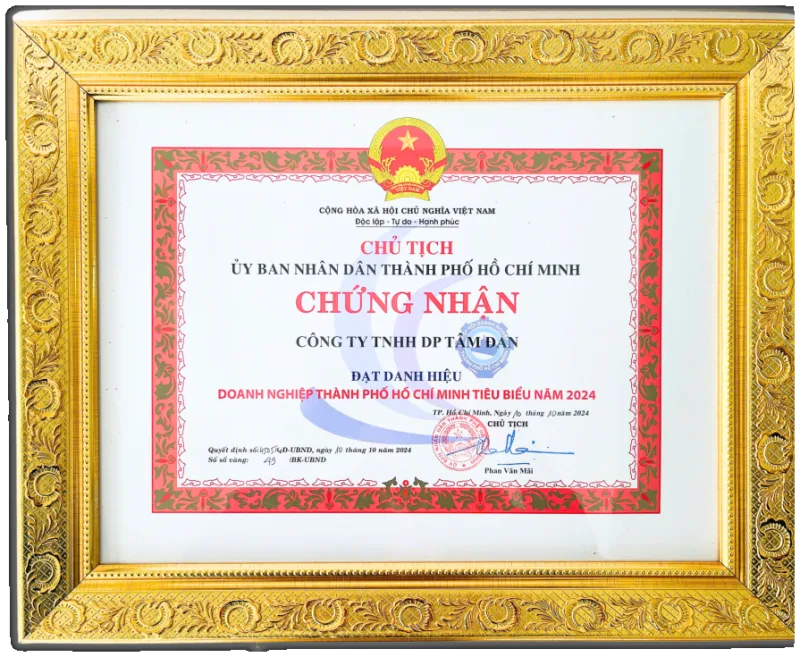 Doanh nghiệp TP. Hồ Chí Minh tiêu biểu - Bằng khen UBND