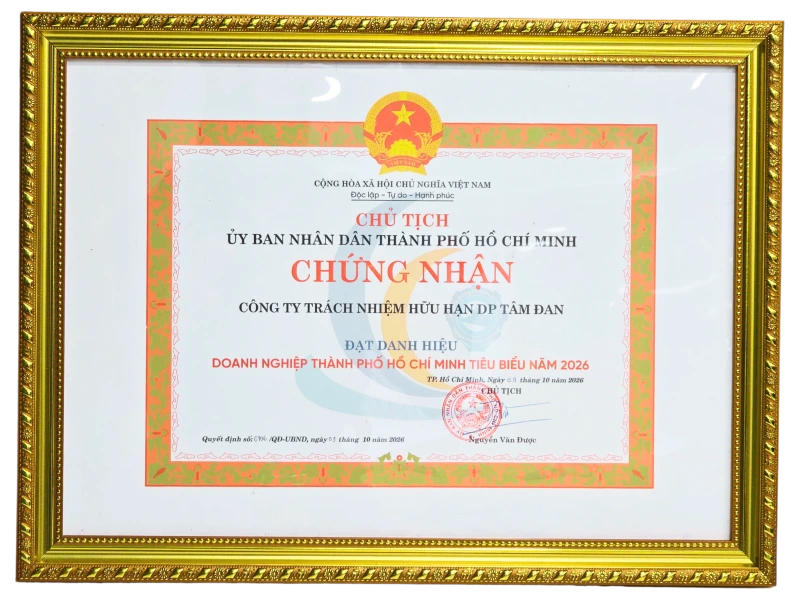 Top 100 Doanh nghiệp TP. Hồ Chí Minh tiêu biểu - Chứng nhận UBND