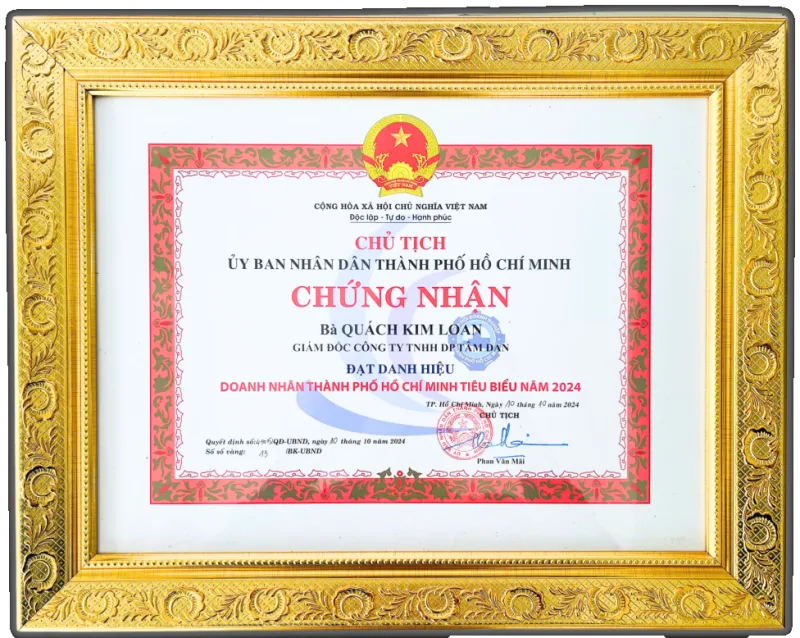 Doanh nhân TP. Hồ Chí Minh tiêu biểu - Bằng khen UBND