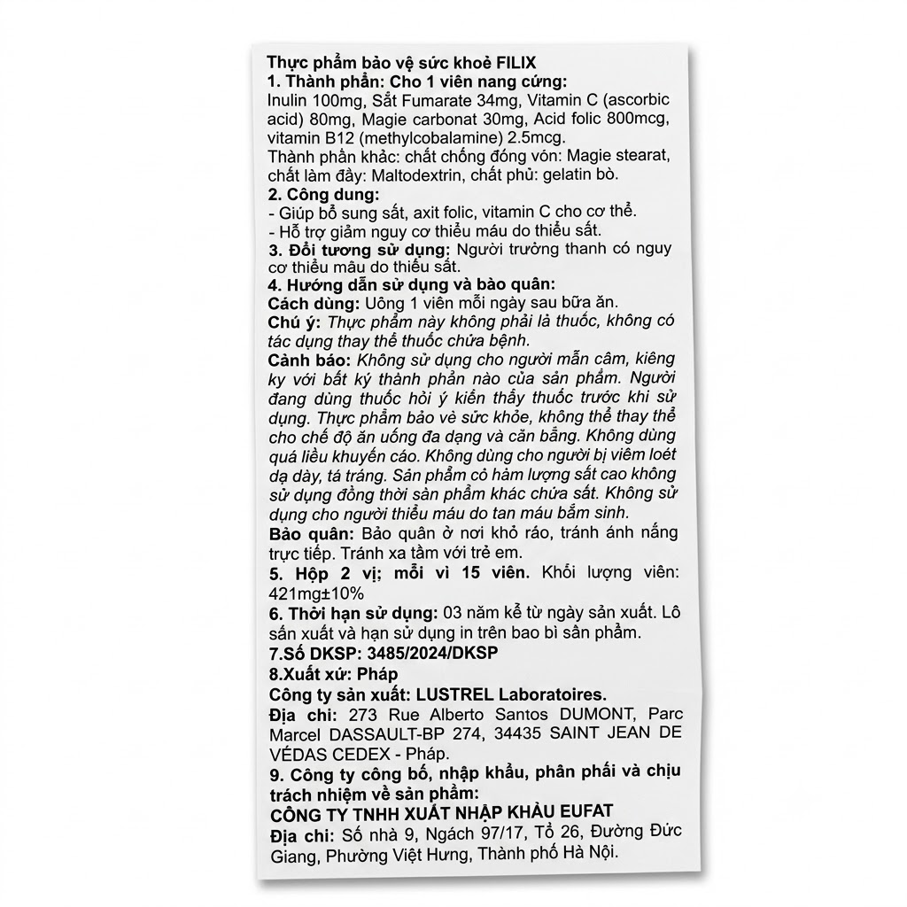 FILIX — Bổ sung sắt hữu cơ, acid Folic - ảnh 6
