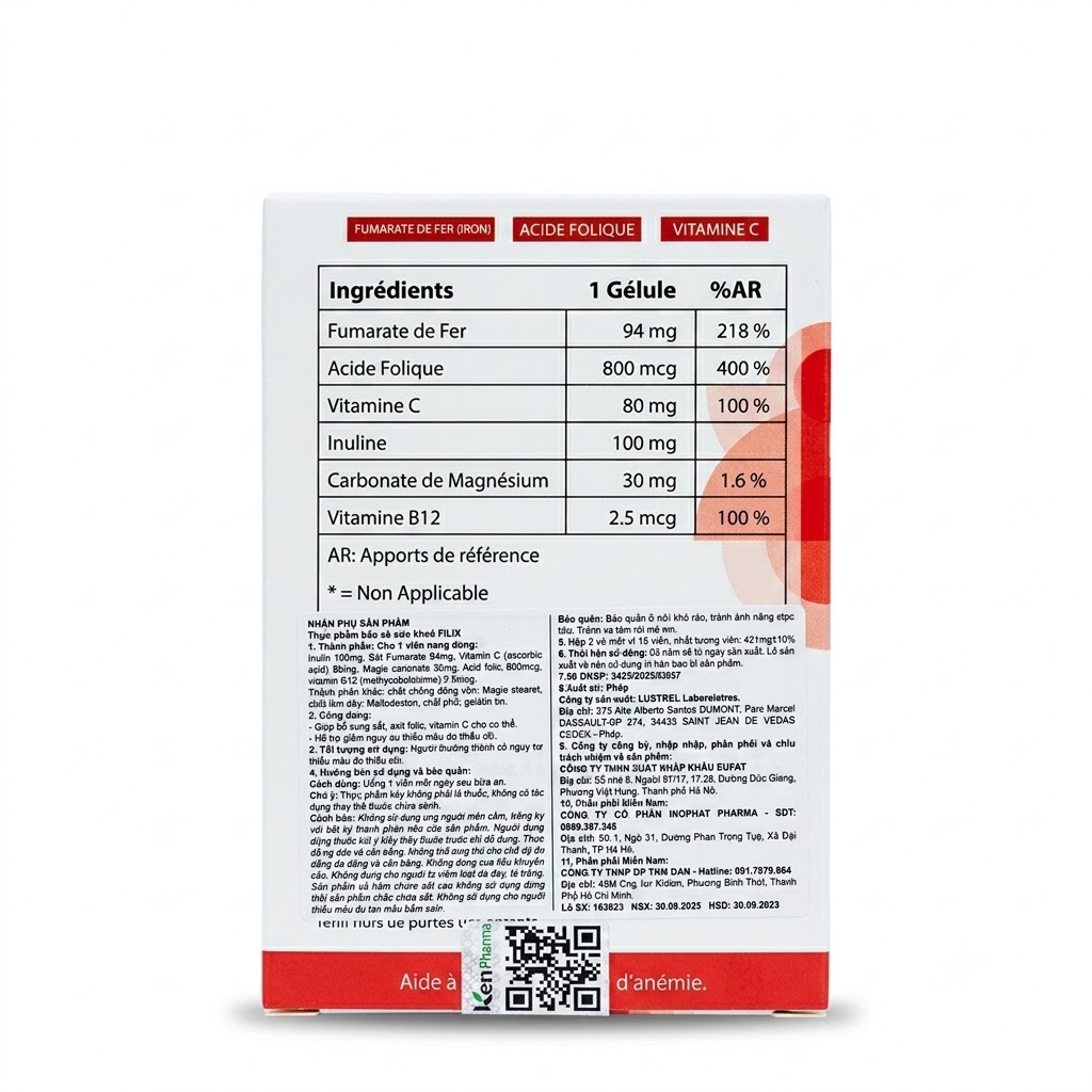 FILIX — Bổ sung sắt hữu cơ, acid Folic - ảnh 2