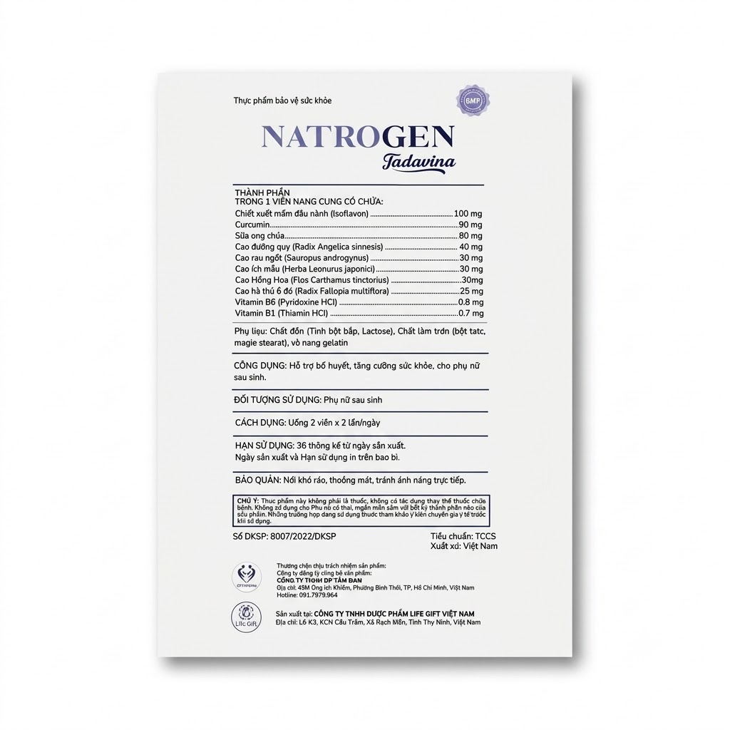 NATROGEN TADAVINA — Bổ huyết, tăng cường sức khỏe cho phụ nữ sau sinh - ảnh 4