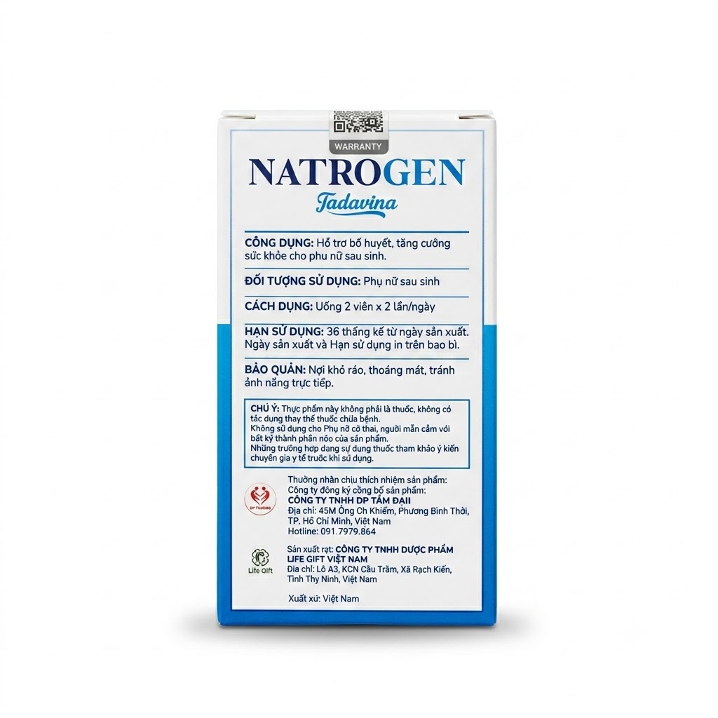 NATROGEN TADAVINA — Bổ huyết, tăng cường sức khỏe cho phụ nữ sau sinh - ảnh 3