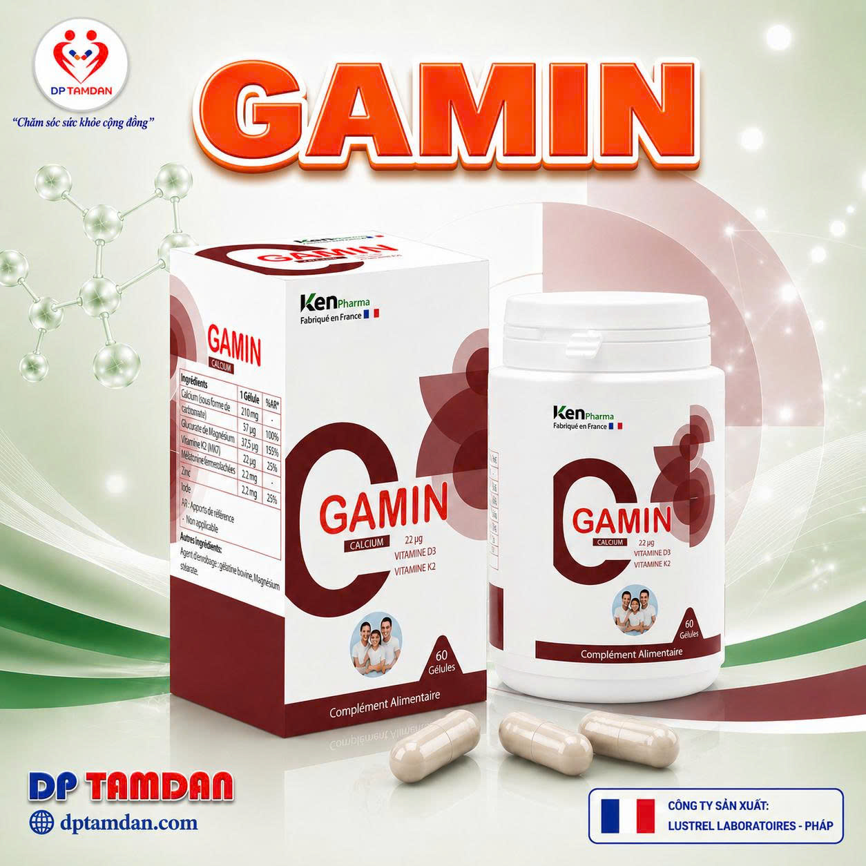 GAMIN — Bổ sung Canxi hữu cơ, D3, K2 giúp xương răng chắc khỏe