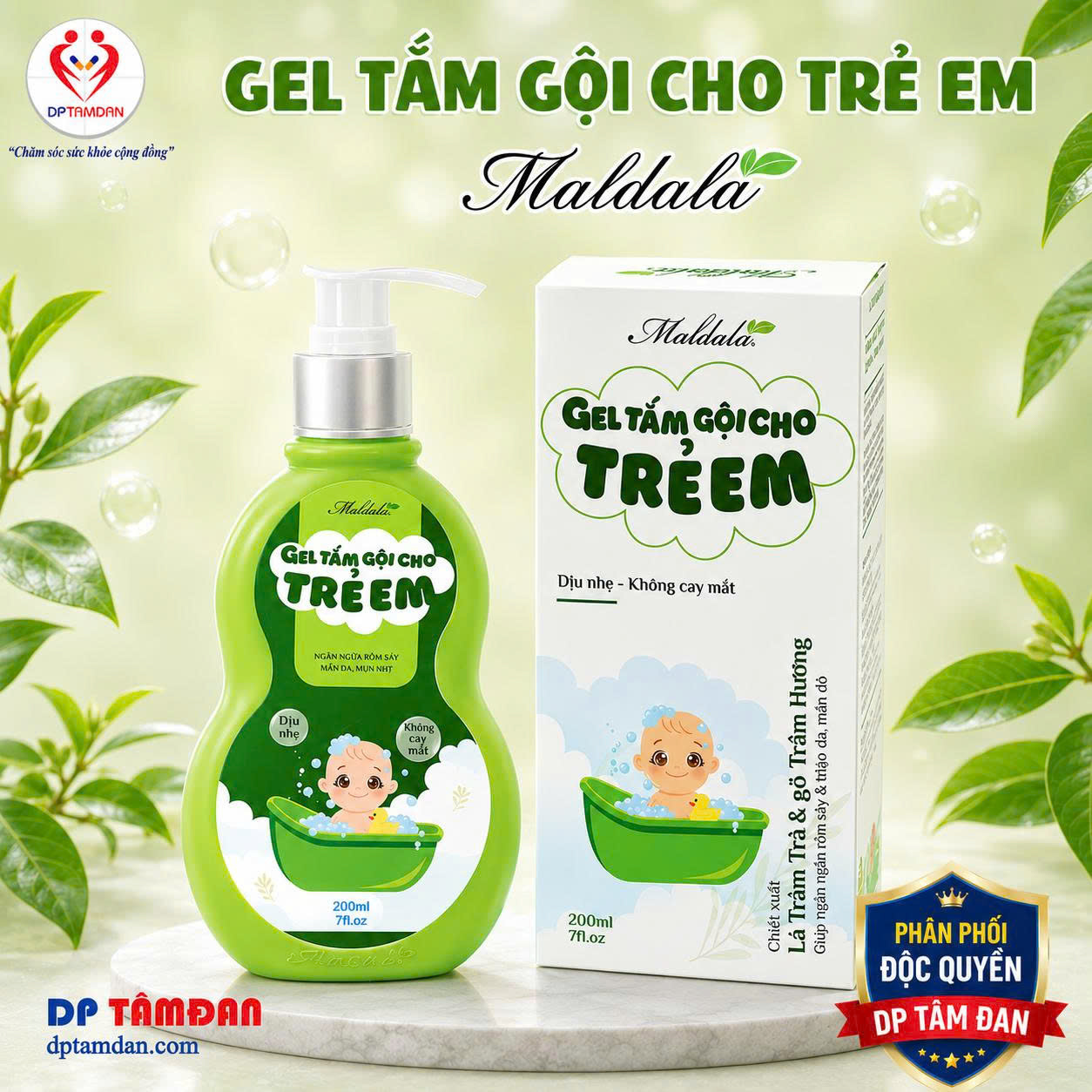 Gel tắm gội cho trẻ em Maldala — Giúp ngăn ngừa rôm sảy, hăm da, mẩn đỏ
