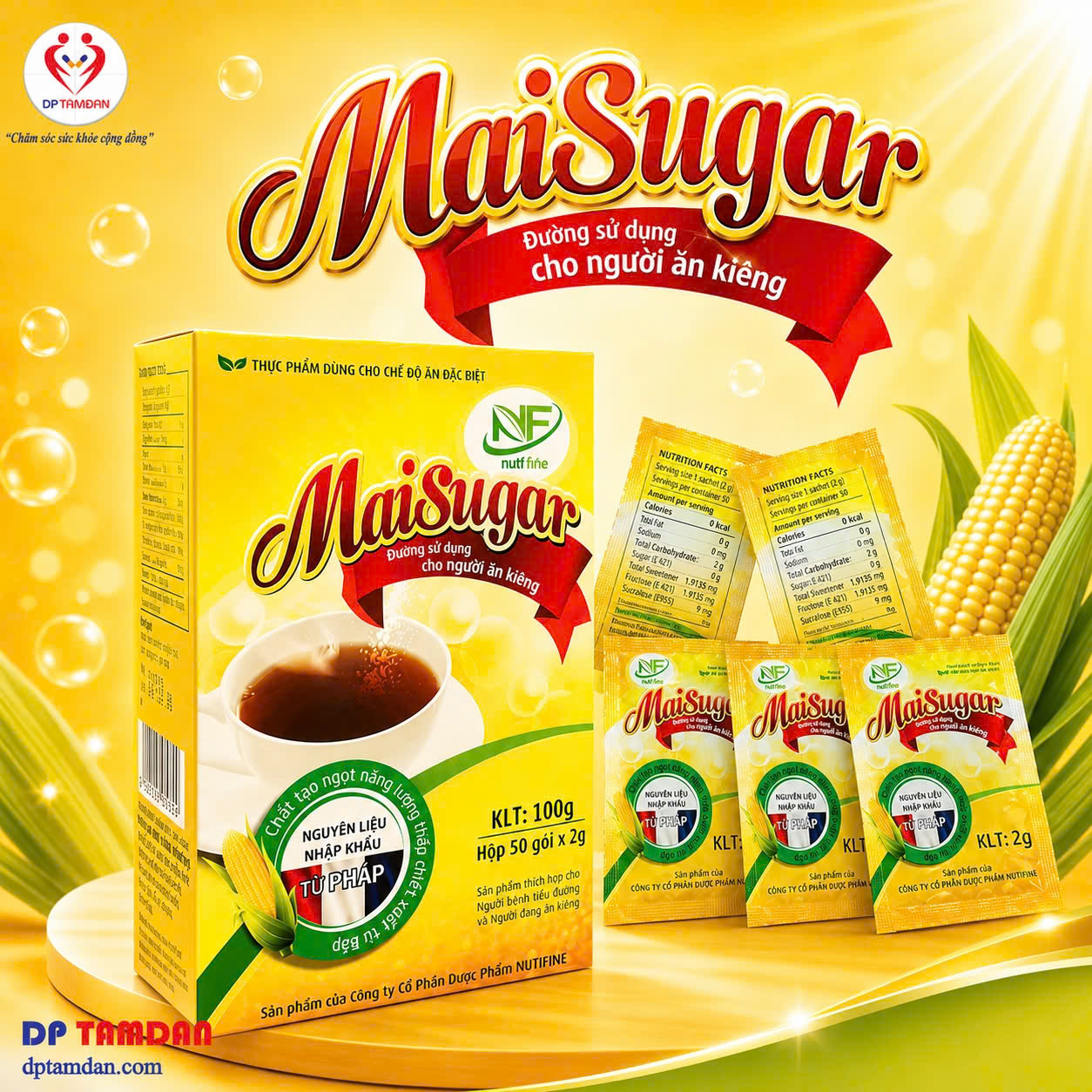MAISUGAR Hộp 50 gói x 2g - Đường ăn kiêng