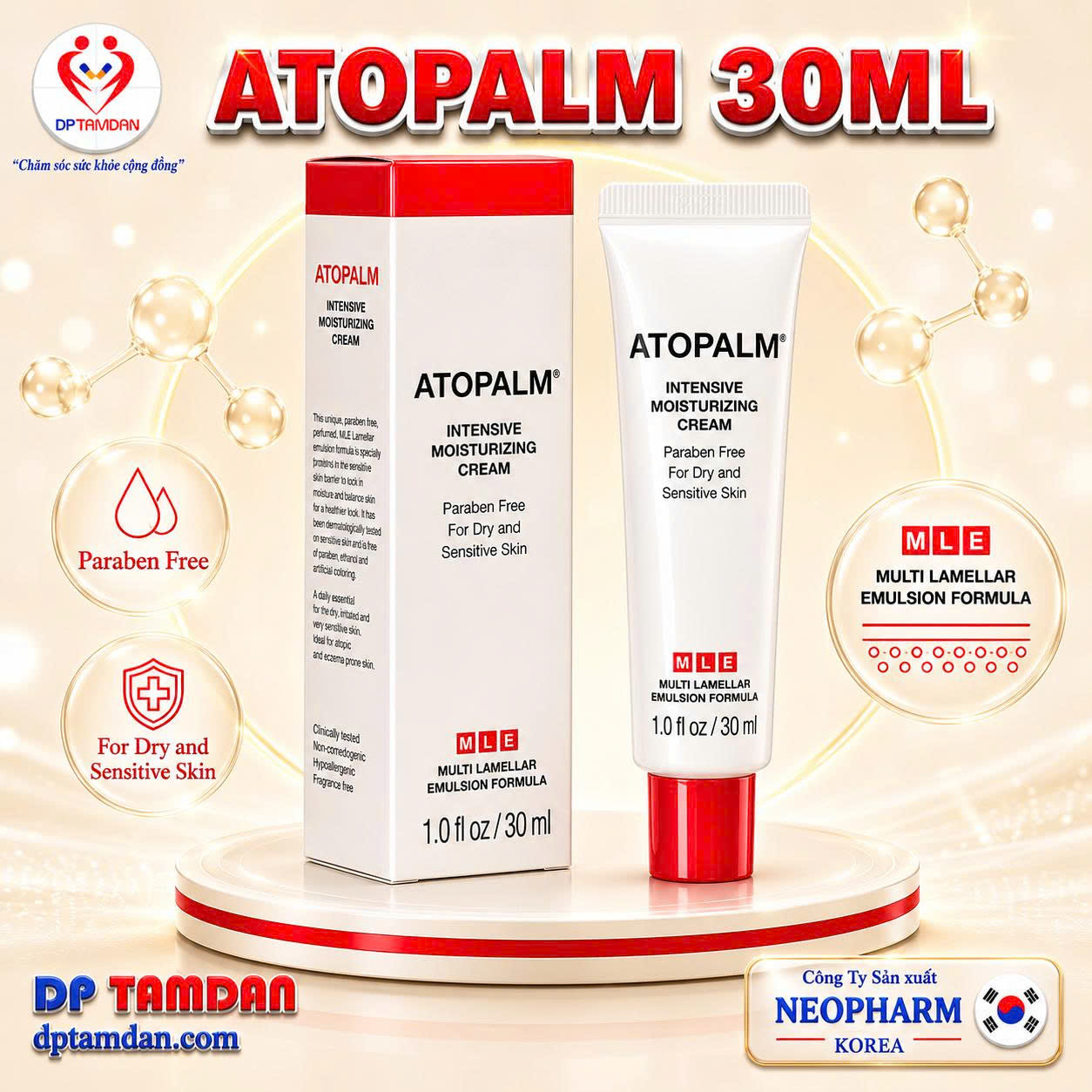 ATOPALM — 30ml kem dưỡng ẩm cho da khô, da nhạy cảm
