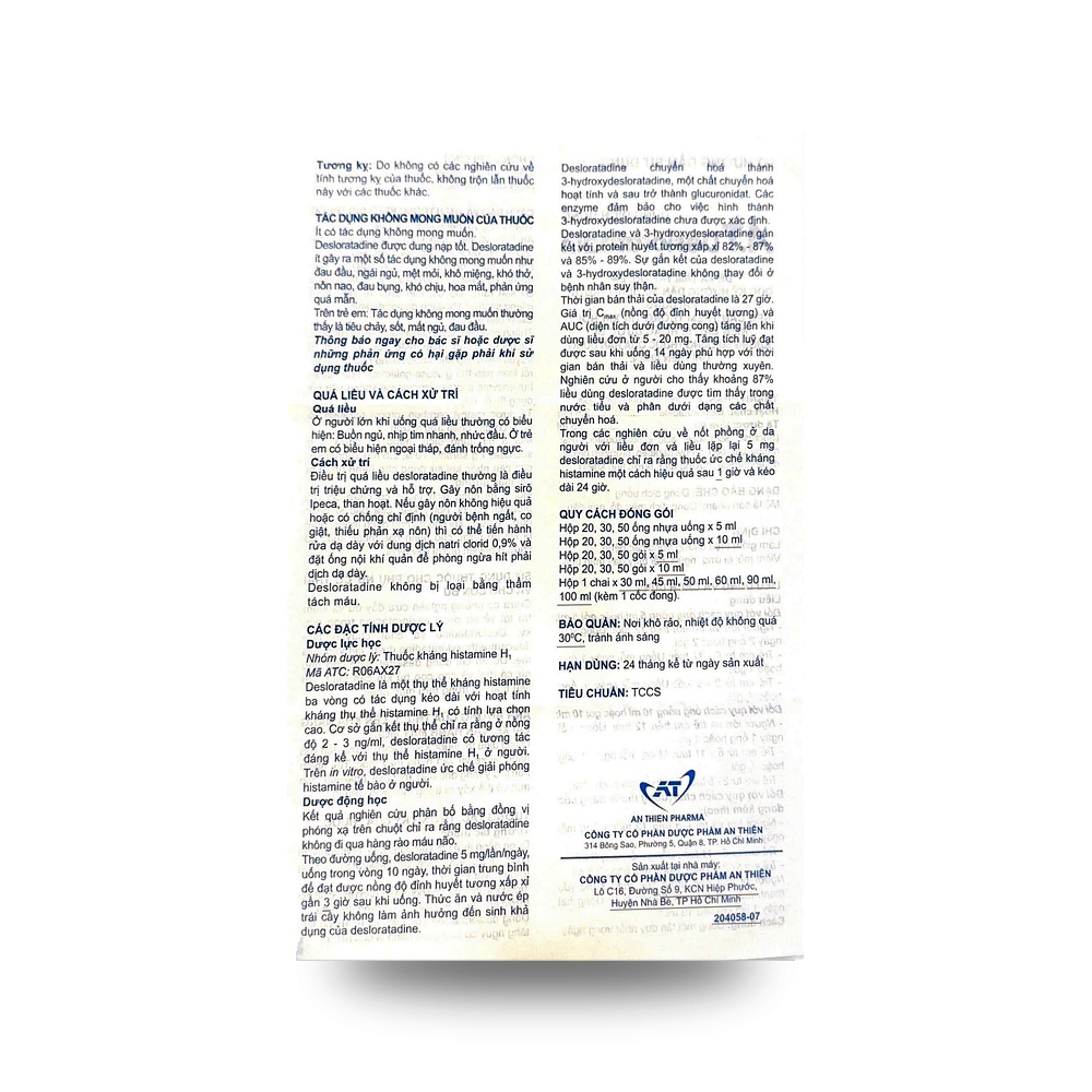 A.T DESLORATADINE — Điều trị viêm mũi dị ứng, mề đay - ảnh 2