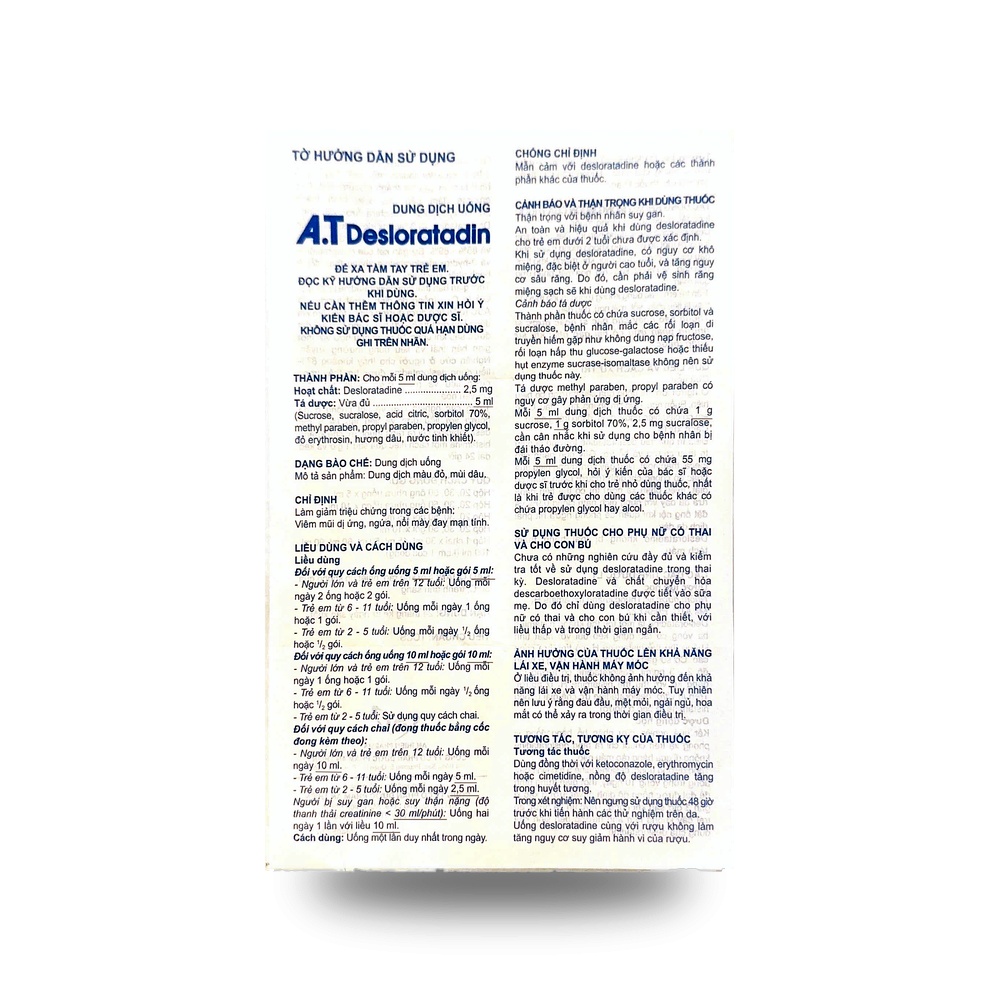 A.T DESLORATADINE — Điều trị viêm mũi dị ứng, mề đay - ảnh 3