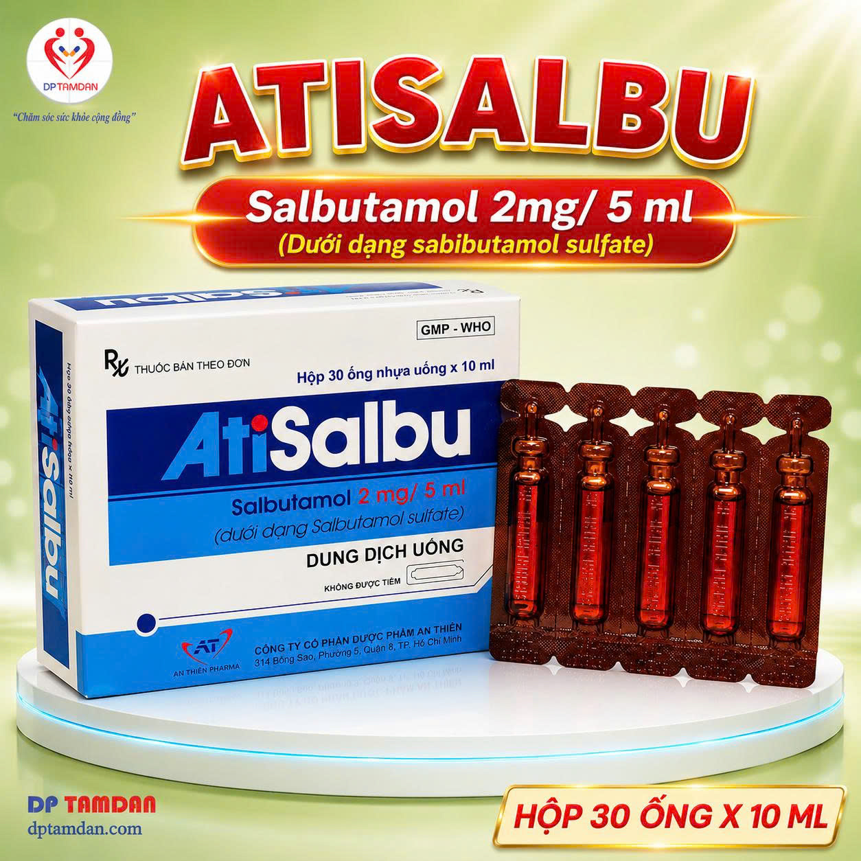 ATISALBU 10ml - Điều trị hen, giảm co thắt phế quản