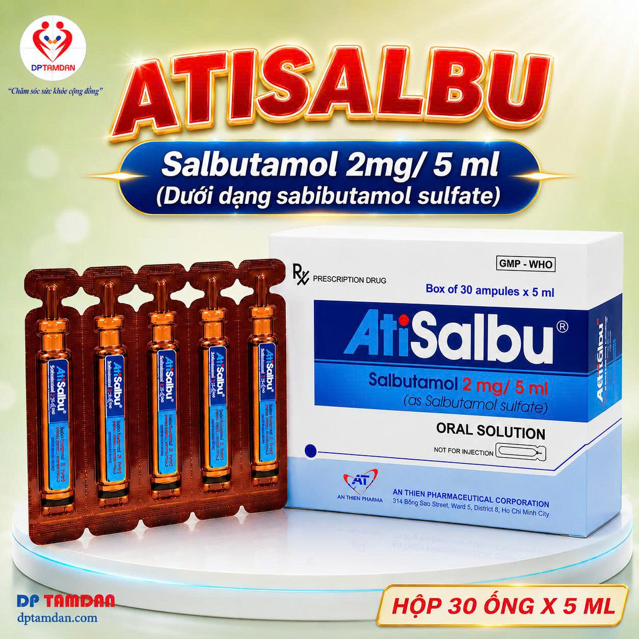 ATISALBU 5ml - Điều trị hen, giảm co thắt phế quản