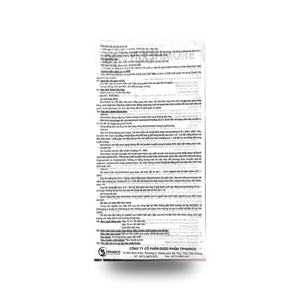 BROMHEXIN 8mg — Tiêu nhầy, long đờm - ảnh 2