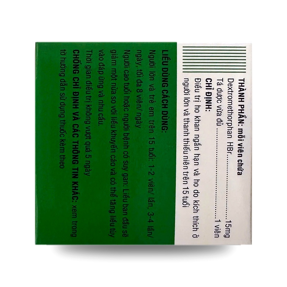 DEXTROMETHORPHAN 15mg - Điều trị ho khan, ho không có đờm - ảnh 5