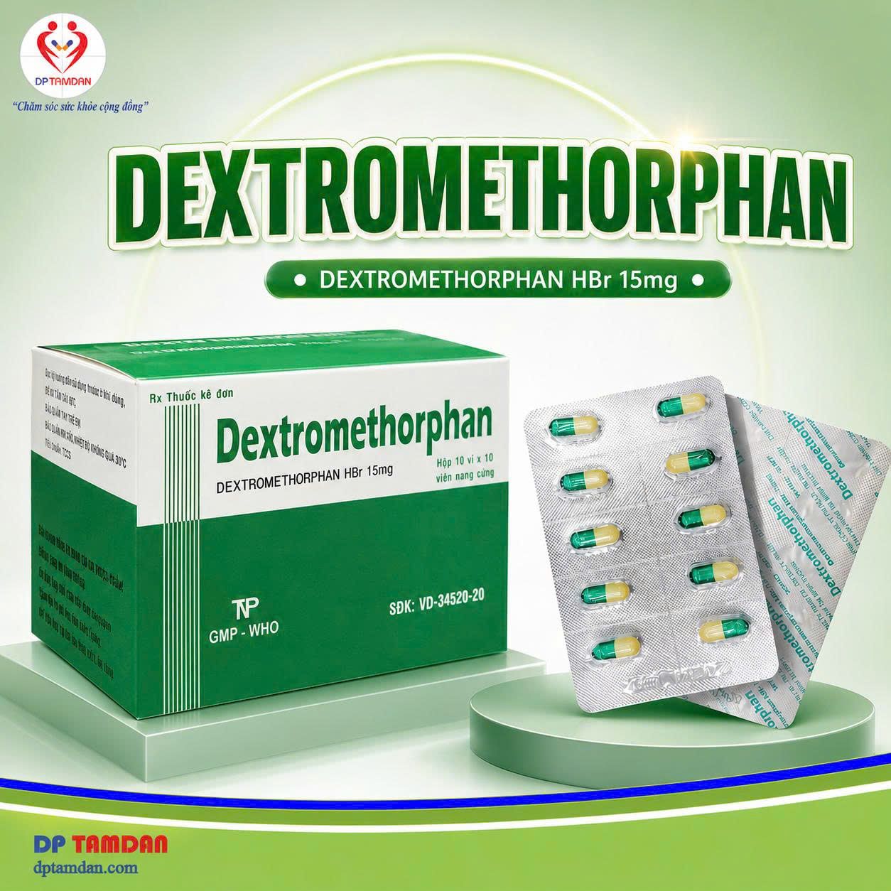 DEXTROMETHORPHAN 15mg - Điều trị ho khan, ho không có đờm