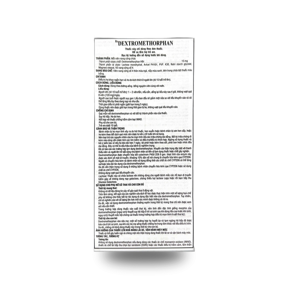 DEXTROMETHORPHAN 15mg - Điều trị ho khan, ho không có đờm - ảnh 7