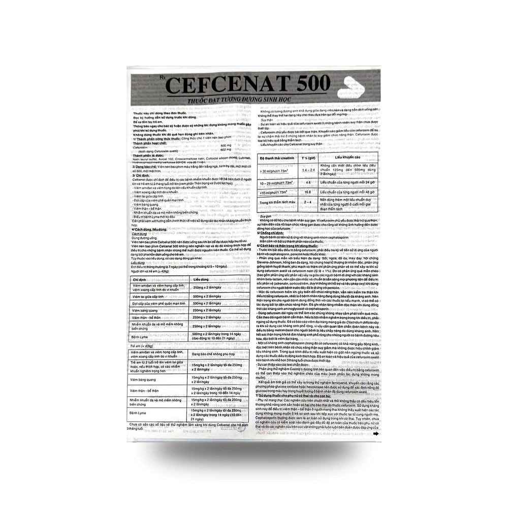 CEFCENAT 500 — Kháng sinh điều trị nhiễm khuẩn - ảnh 3