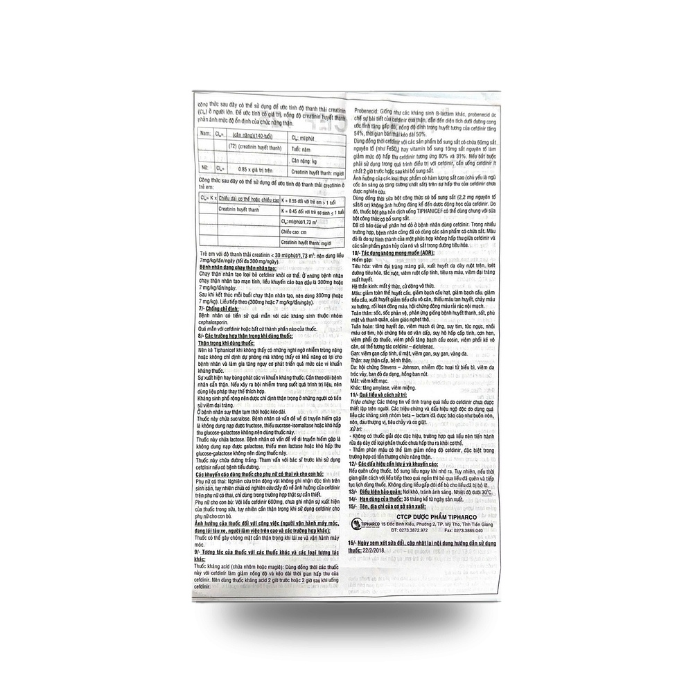 TIPHANICEF 125 — Kháng sinh điều trị nhiễm khuẩn - ảnh 4