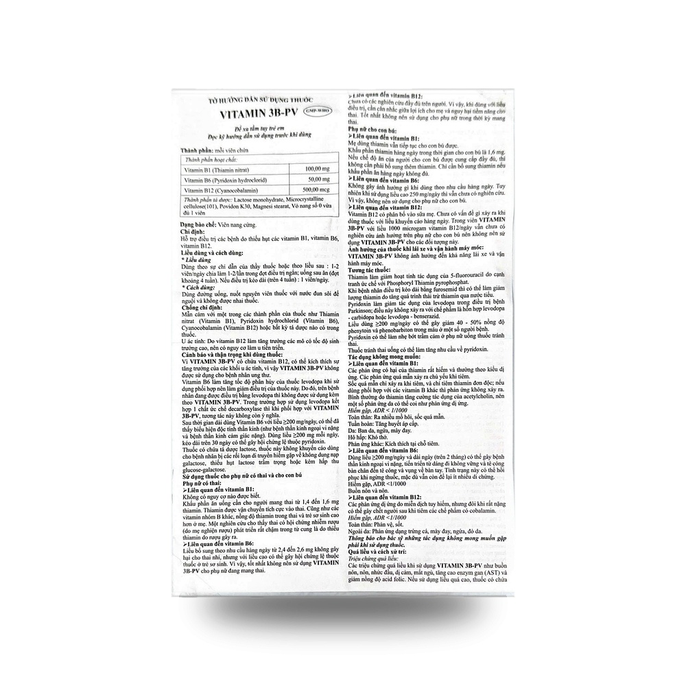 VITAMIN 3B-PV — Điều trị bệnh thiếu Vitamin B1, B6, B12 - ảnh 5