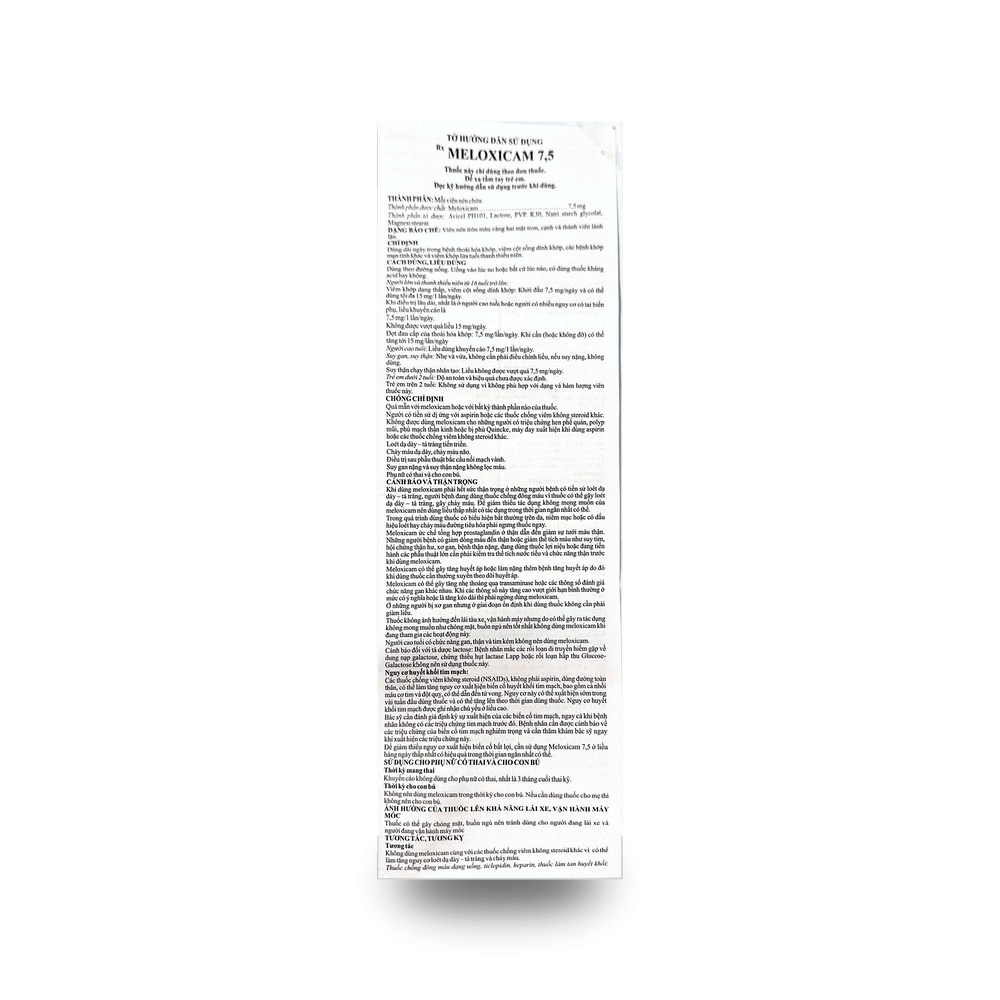 MELOXICAM 7.5mg — Giảm đau, chống viêm - ảnh 3