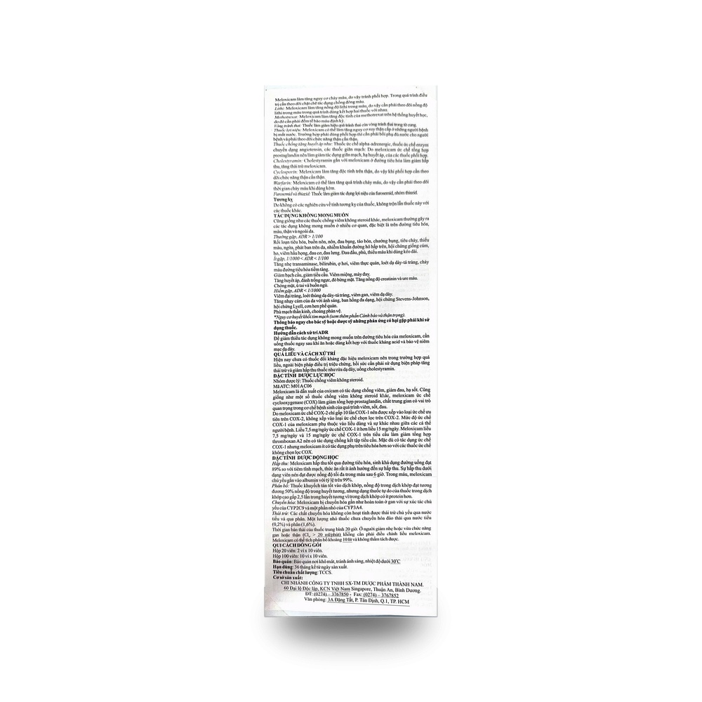 MELOXICAM 7.5mg — Giảm đau, chống viêm - ảnh 2