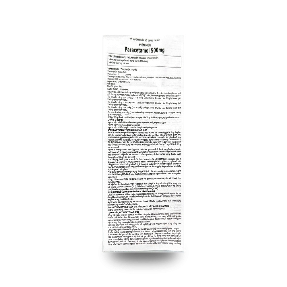 PARACETAMOL 500mg — Hạ sốt, giảm đau - ảnh 3