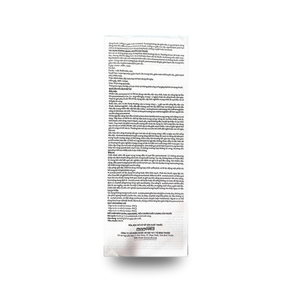PARACETAMOL 500mg — Hạ sốt, giảm đau - ảnh 2