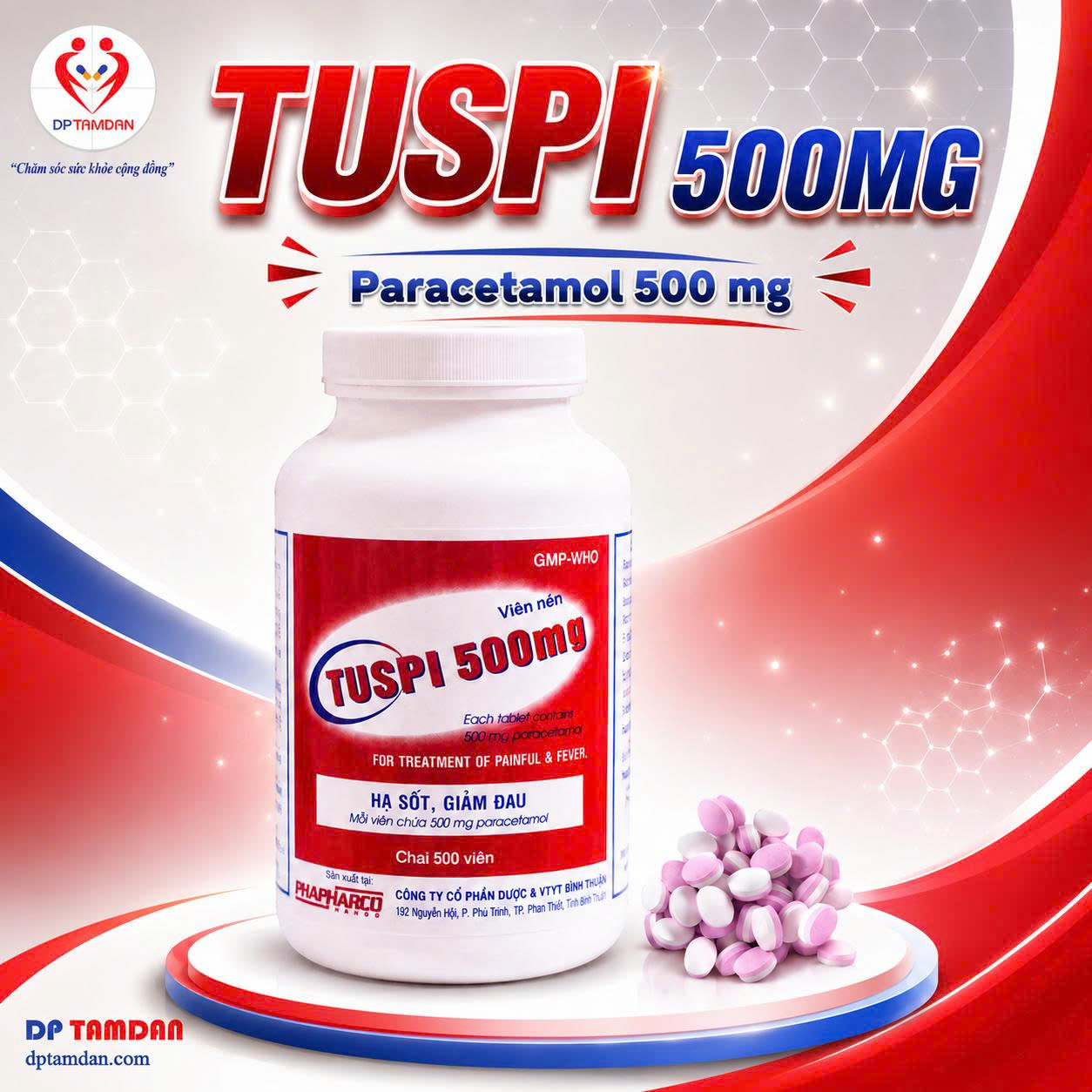 TUSPI 500mg — Hạ sốt, giảm đau