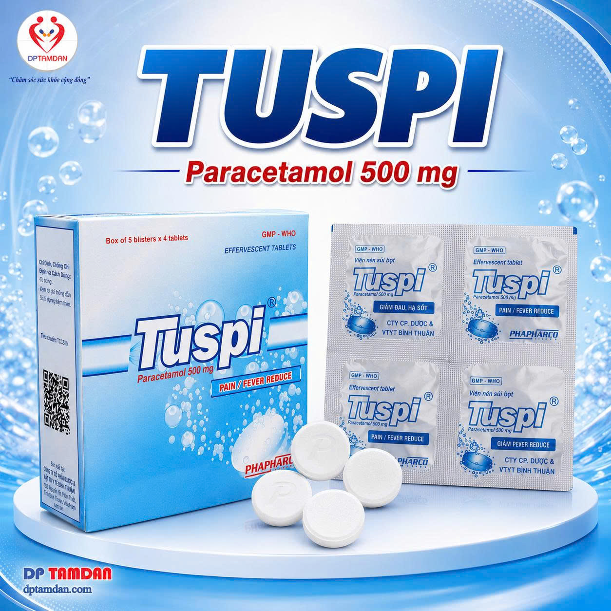 TUSPI — viên sủi bọt Hạ sốt, giảm đau