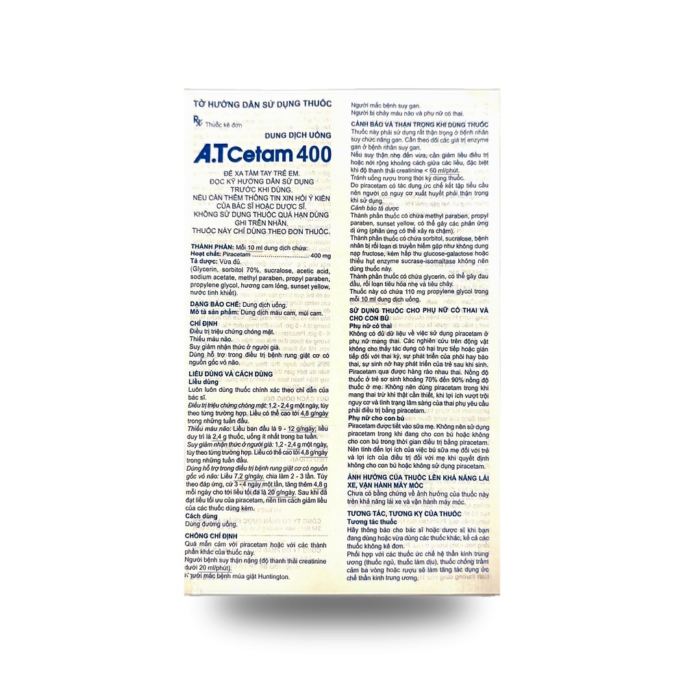 A.T CETAM 400 — Điều trị chóng mặt, suy giảm nhận thức - ảnh 7