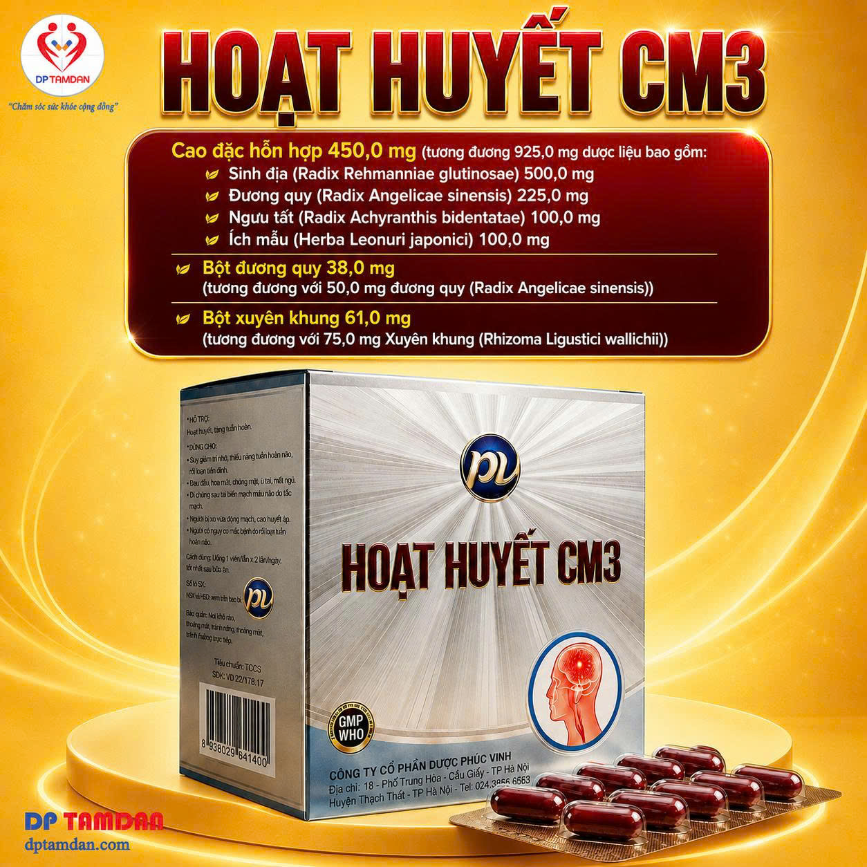 HOẠT HUYẾT CM3 — Điều trị thiểu năng tuần hoàn não và tuần hoàn ngoại vi