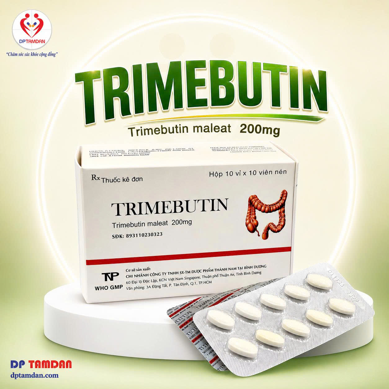 TRIMEBUTIN 200mg — Điều trị rối loạn nhu động và co thắt đường tiêu hóa
