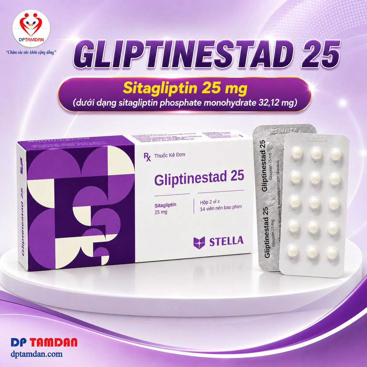 GLIPTINESTAD 25 — Điều trị bệnh đái tháo đường type 2