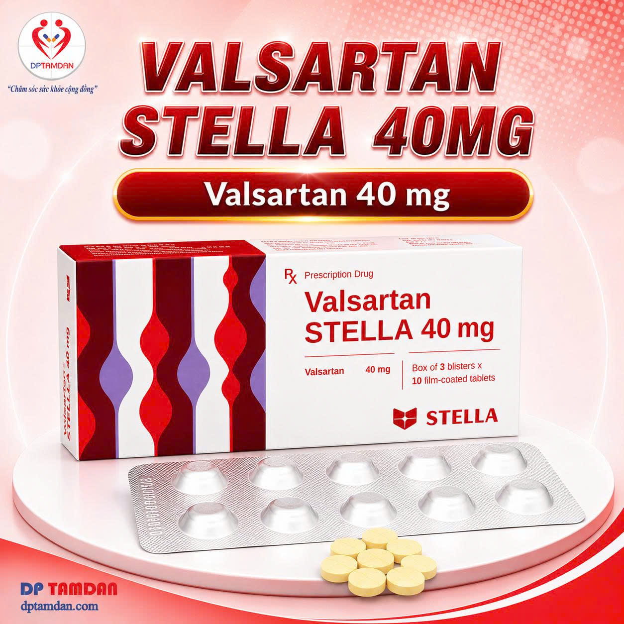 VALSARTAN STELLA 40mg — Điều trị tăng huyết áp, suy tim